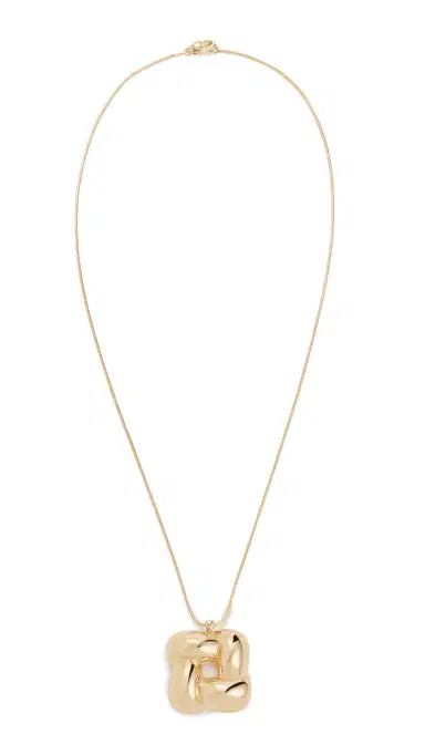 Jenny Bird Woven Square Pendant Necklace High Polish Gold One Size | Thumbnail 6