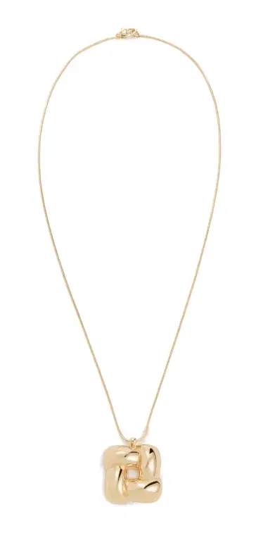 Jenny Bird Woven Square Pendant Necklace High Polish Gold One Size | Thumbnail 1