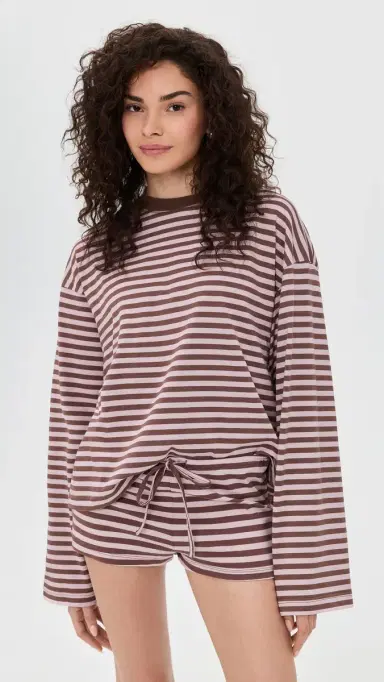 Lioness Bloom Long Sleeve Tee Chocolate Blush Stripe | Thumbnail 2