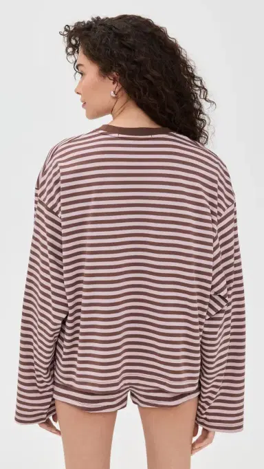 Lioness Bloom Long Sleeve Tee Chocolate Blush Stripe | Thumbnail 3