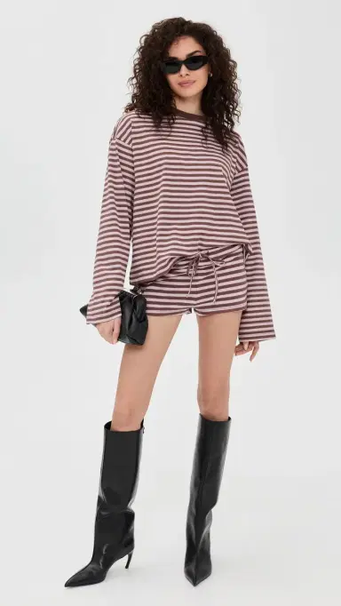 Lioness Bloom Long Sleeve Tee Chocolate Blush Stripe | Thumbnail 5