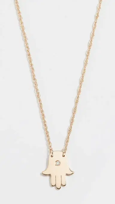 Jennifer Zeuner Jewelry Mini Hamsa Diamond Necklace Vermeil One Size | Thumbnail 2