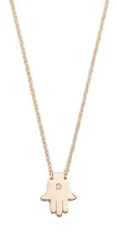 Jennifer Zeuner Jewelry Mini Hamsa Diamond Necklace Vermeil One Size | Thumbnail 1