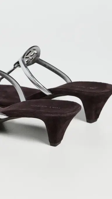 Tory Burch Miller Capri Kitten Heels Silver/Cocoa 7 | Thumbnail 4