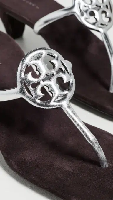 Tory Burch Miller Capri Kitten Heels Silver/Cocoa 7 | Thumbnail 6