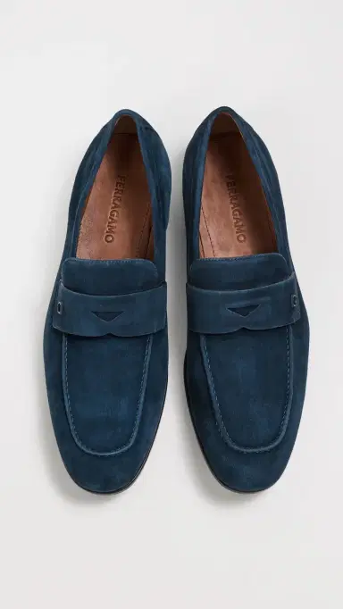 FERRAGAMO Tiberio Suede Loafers Navy Blue | Thumbnail 4