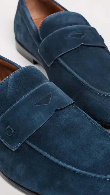 FERRAGAMO Tiberio Suede Loafers Navy Blue | Thumbnail 5