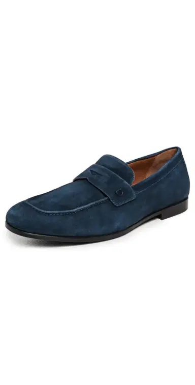FERRAGAMO Tiberio Suede Loafers Navy Blue | Thumbnail 1