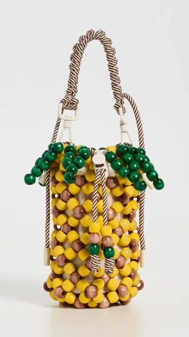 ALÉMAIS Wood Bead Pineapple Mini Bag Multi One Size | Thumbnail 2