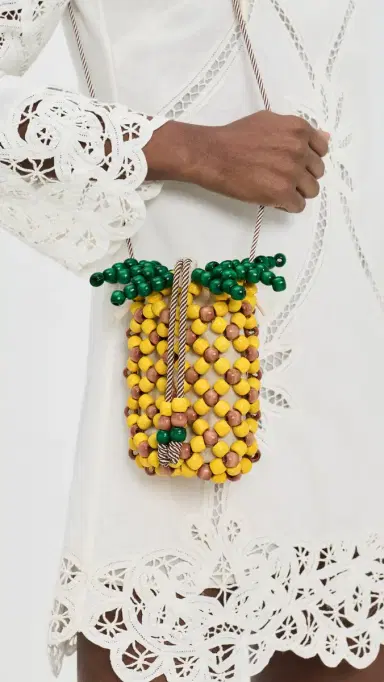 ALÉMAIS Wood Bead Pineapple Mini Bag Multi One Size | Thumbnail 3