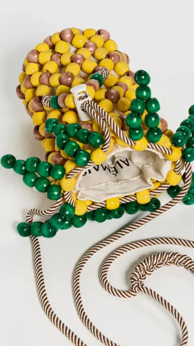 ALÉMAIS Wood Bead Pineapple Mini Bag Multi One Size | Thumbnail 6