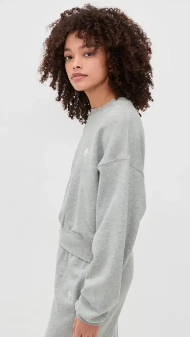 Éterne Cropped Crewneck Sweatshirt Heather Grey | Thumbnail 4 Éterne Cropped Crewneck Sweatshirt Heather Grey | Thumbnail 4