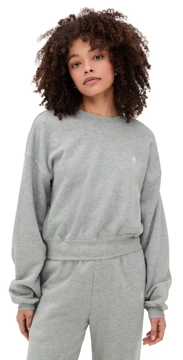 Cropped Crewneck Sweatshirt Heather Grey