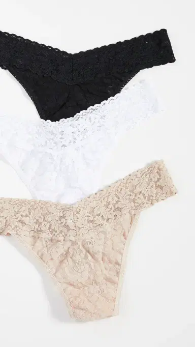 Hanky Panky Signature Lace Original Rise Thong 3 Pack Black/White/Chai One Size | Thumbnail 2