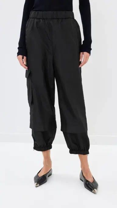 Tibi Crispy Nylon Pull On Joggers Black L | Thumbnail 2
