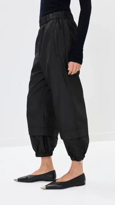 Tibi Crispy Nylon Pull On Joggers Black L | Thumbnail 4