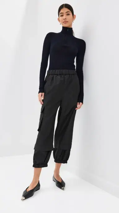 Tibi Crispy Nylon Pull On Joggers Black L | Thumbnail 5