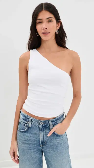 GOOD AMERICAN Super Stretch One Shoulder Tank White001 XL | Thumbnail 2