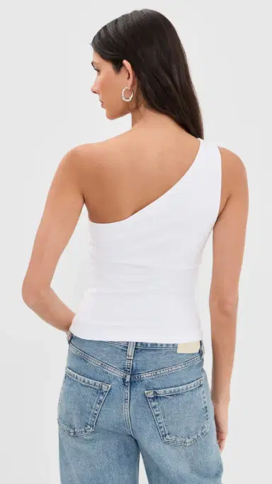 GOOD AMERICAN Super Stretch One Shoulder Tank White001 XL | Thumbnail 3