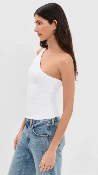 GOOD AMERICAN Super Stretch One Shoulder Tank White001 XL | Thumbnail 4