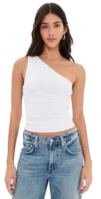 GOOD AMERICAN Super Stretch One Shoulder Tank White001 XL | Thumbnail 1