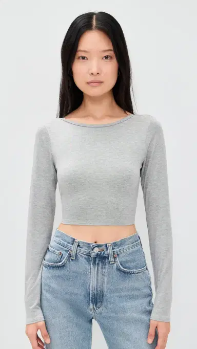 LE BOP Heidi Top Heather Grey M | Thumbnail 2 LE BOP Heidi Top Heather Grey M | Thumbnail 2