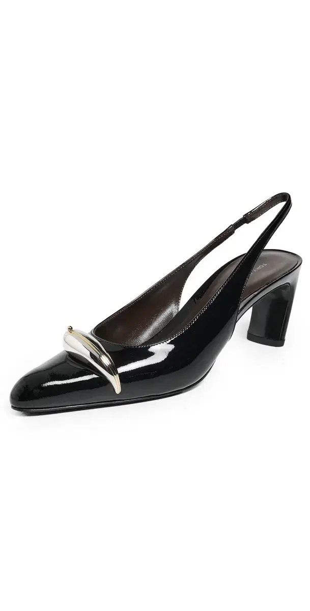 Tory Burch Pierced Slingbacks 5mm Perfect Black/Silver