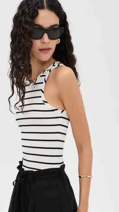 State & Lake Millie Tank Top White/Black | Thumbnail 4