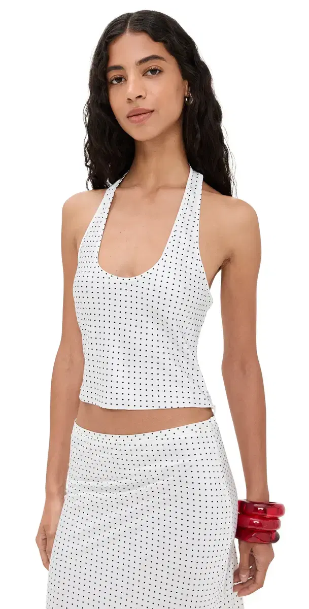 Lioness Roxy Halter Top Porcelain Polka
