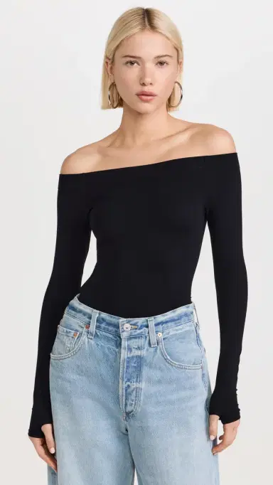 Commando Ballet Off-Shoulder Thong Bodysuit Black One Size | Thumbnail 2 Commando Ballet Off-Shoulder Thong Bodysuit Black One Size | Thumbnail 2