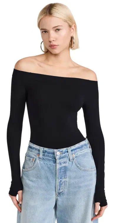 Commando Ballet Off-Shoulder Thong Bodysuit Black One Size | Thumbnail 1 Commando Ballet Off-Shoulder Thong Bodysuit Black One Size | Thumbnail 1