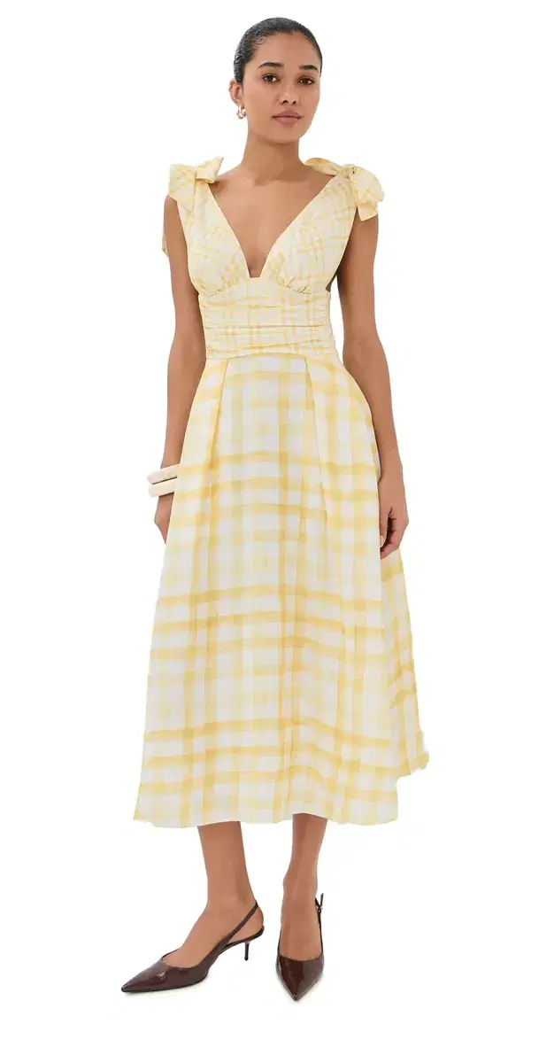 Bow Shoulder Dress Yellow