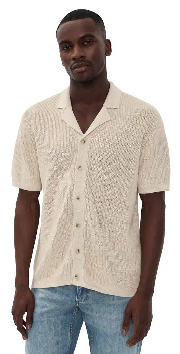 Silk Linen Camp Shirt elange Taupe