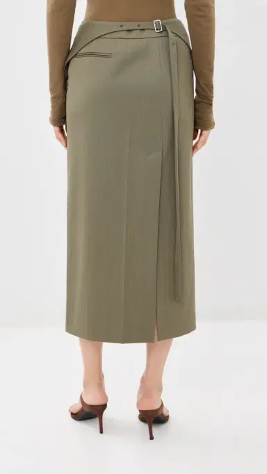 Victoria Beckham Wrap Detail Skirt Sage Melange | Thumbnail 3 Victoria Beckham Wrap Detail Skirt Sage Melange | Thumbnail 3