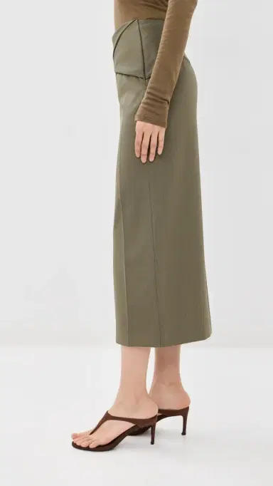 Victoria Beckham Wrap Detail Skirt Sage Melange | Thumbnail 4 Victoria Beckham Wrap Detail Skirt Sage Melange | Thumbnail 4