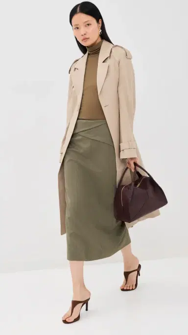Victoria Beckham Wrap Detail Skirt Sage Melange | Thumbnail 5 Victoria Beckham Wrap Detail Skirt Sage Melange | Thumbnail 5