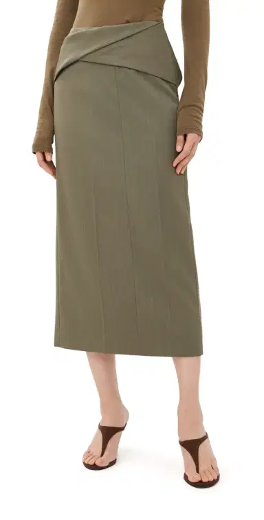 Victoria Beckham Wrap Detail Skirt Sage Melange | Thumbnail 1 Victoria Beckham Wrap Detail Skirt Sage Melange | Thumbnail 1