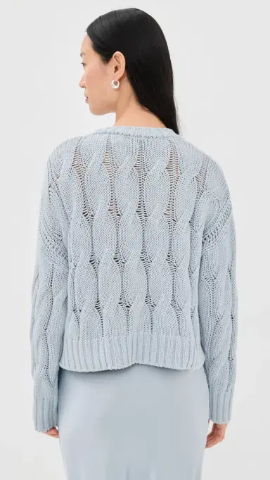 Sablyn Tristan D Crewneck Cable Pullover Whisper | Thumbnail 3