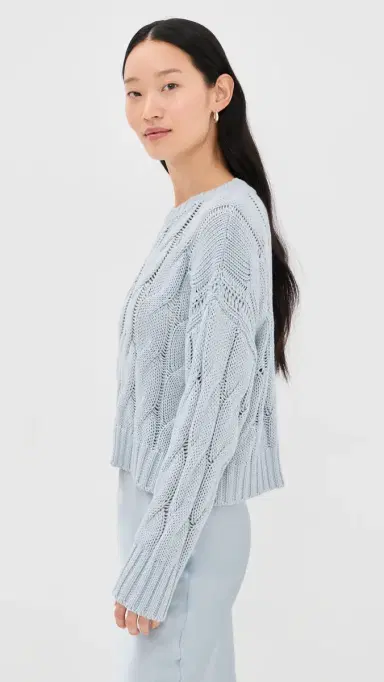 Sablyn Tristan D Crewneck Cable Pullover Whisper | Thumbnail 4