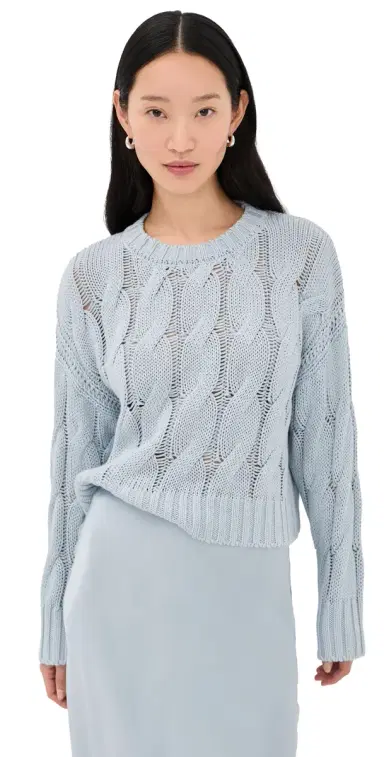 Sablyn Tristan D Crewneck Cable Pullover Whisper | Thumbnail 1