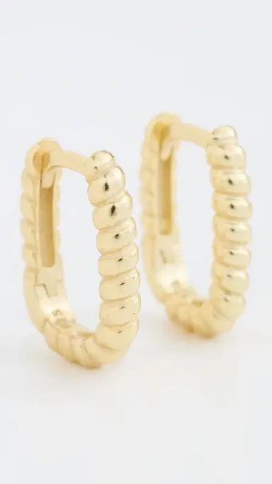 Shashi Cosmo Rope Huggie Hoop Earrings Gold One Size | Thumbnail 2