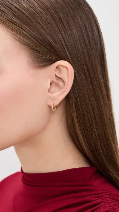 Shashi Cosmo Rope Huggie Hoop Earrings Gold One Size | Thumbnail 3
