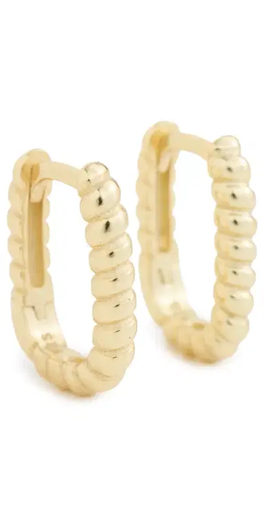 Shashi Cosmo Rope Huggie Hoop Earrings Gold One Size | Thumbnail 1
