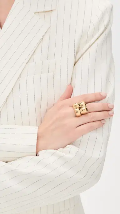 JENNY BIRD Mega Woven Square Ring High Polish Gold | Thumbnail 3