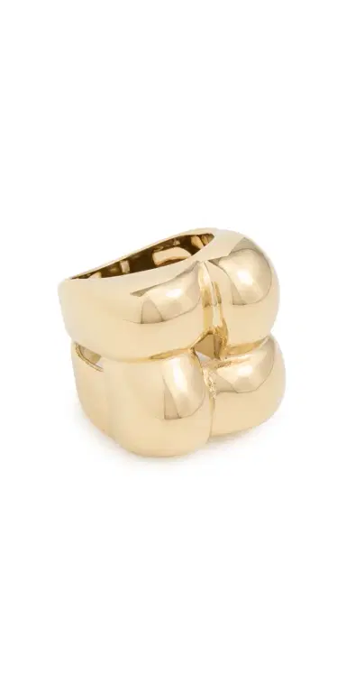 JENNY BIRD Mega Woven Square Ring High Polish Gold | Thumbnail 1