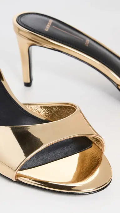 Black Suede Studio Freddie Sandals 65mm Gold Metallic Leather | Thumbnail 6