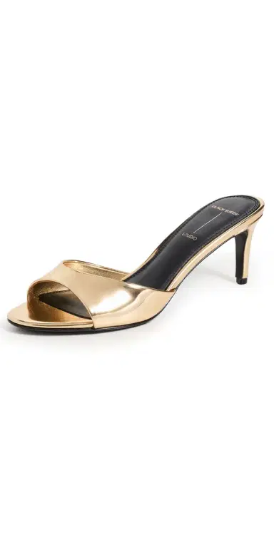 Black Suede Studio Freddie Sandals 65mm Gold Metallic Leather | Thumbnail 1