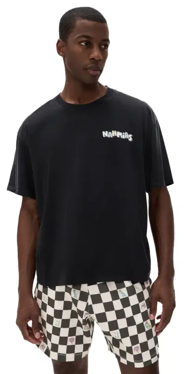 Nahmias Flower Trip Boxy Tee Aged Black Jersey | Thumbnail 1 Nahmias Flower Trip Boxy Tee Aged Black Jersey | Thumbnail 1