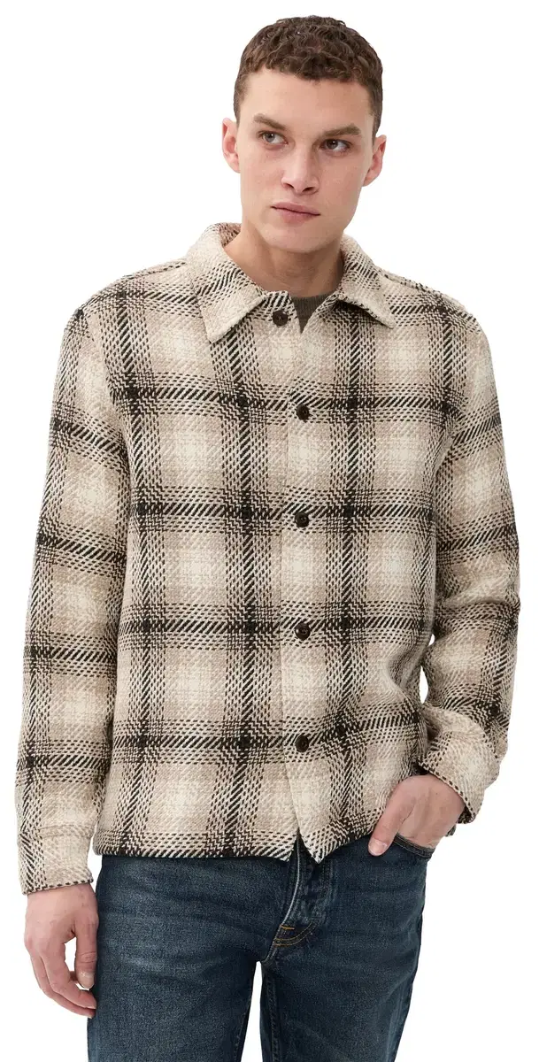 Chunky Twill Shirt Jacket Heavy Twill Plaid Grey