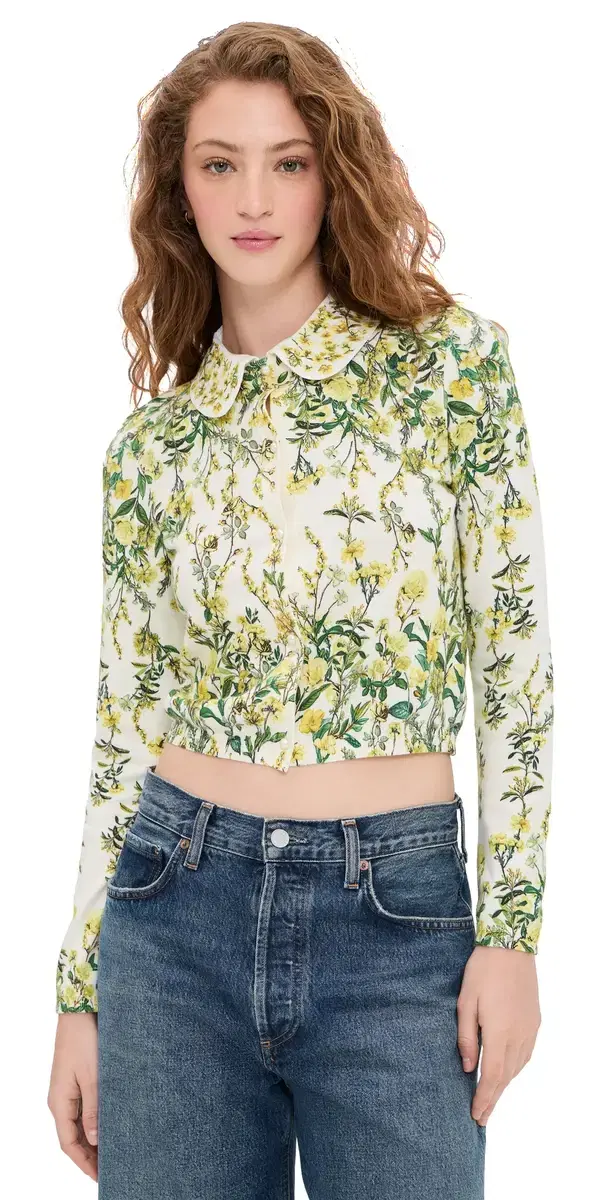 Carson Printed Cardigan Fresh Air Butter